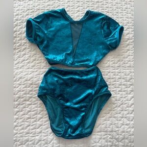 Teal Velvet Two-Piece Dancewear Set
